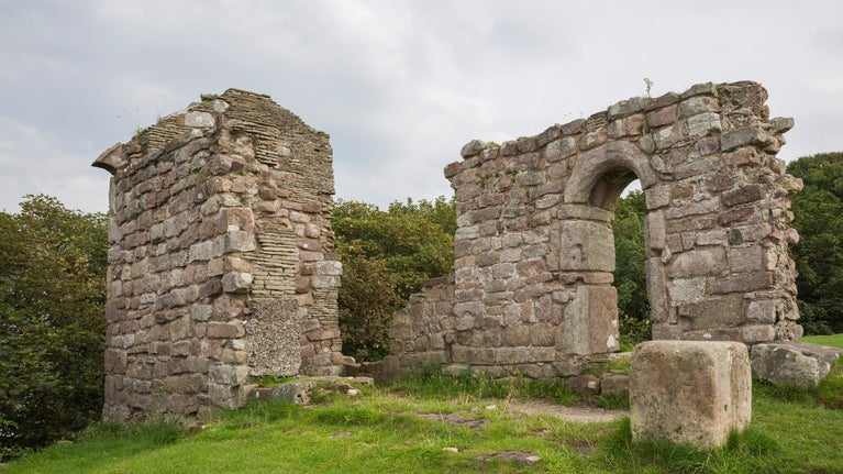 The ruins of St Patrick's Chapel at Heysham Coast, Lancashire